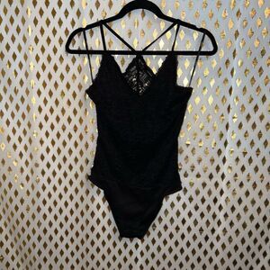 Lacy black bodysuit lingerie one piece size M